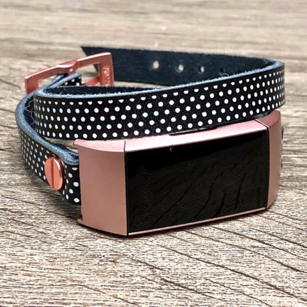 Polka Leather Rose Gold Band for Fitbit Charge 3